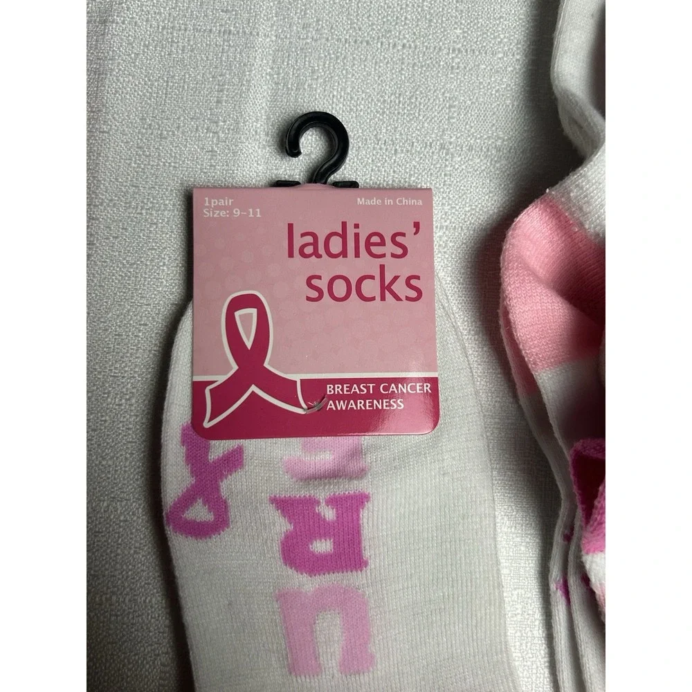 5 Pair Women's Breast Cancer Awareness‎ Socks Sz 9-11